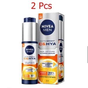 2 x 45ml Nivea Men Extra Bright C & HYA Age Defense Vitamin Serum Anti-Dark Spot - Picture 1 of 8