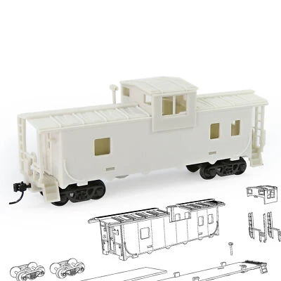 Evemodel 1pc HO Scale 1:87 Blank Unpainted Unassembled 36' Wide Vision Caboose - Image 1 of 4