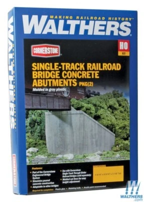 NEW Walthers Single Track Bridge Abutments Kit HO Scale Train FREE US SHIP - Image 1 of 3