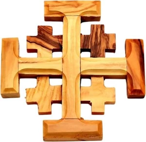 Cruz de Madera Jerusalén Oliva Cristiana Hecha a Mano 3.2"/8 cm Hecha en Belén - Imagen 1 de 3