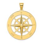 14k 14kt Yellow Gold Nautical Compass Charm Pendant 41.4 Mm X 33.3 Mm