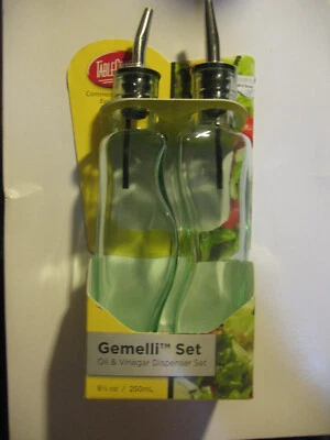 Juego de aceite y vinagre Tablecraft Gemelli vidrio transparente/acero con vertedor NOS H918 Foto 1 de 3