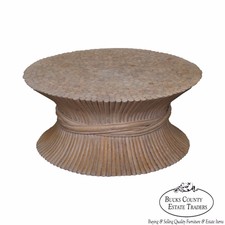 McGuire Style Wheat Sheaf Rattan Coffee Table