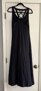 Toad And Co S Women’s Black Maxi Tank Criss Cross Back Built In Bra Dress - Picture 1 of 9