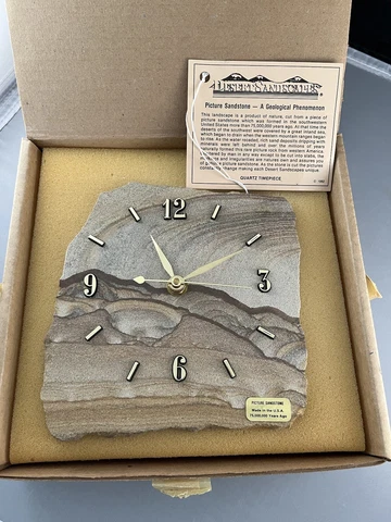 Desert Sandscapes Wall Clock Battery Operated Beautiful Natural Sandstone Cover