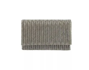 LA REGALE Cressida herringbone beaded embellished clutch shoulder bag -SILVER - Picture 1 of 13