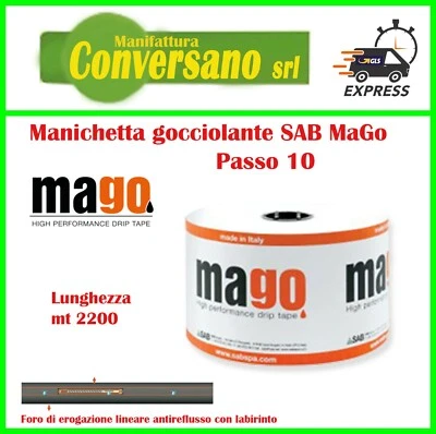SAB MAGO MANICHETTA GOCCIOLANTE SABMago a goccia c/labirinto passo10 lunghezza 2200 mt