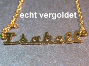 EDLE HALSKETTE ISABELL KETTE ECHT VERGOLDET NAMEN NAMENSCOLLIER NAMENSKETTE NEU - Picture 1 of 1