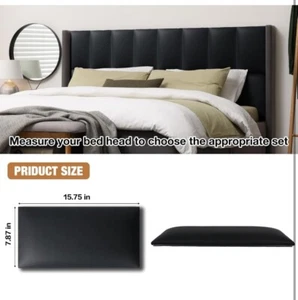 Peel and Stick Headboard Upholstered Wall Panels Pack of Panels 3D 4PC Black - Picture 1 of 9