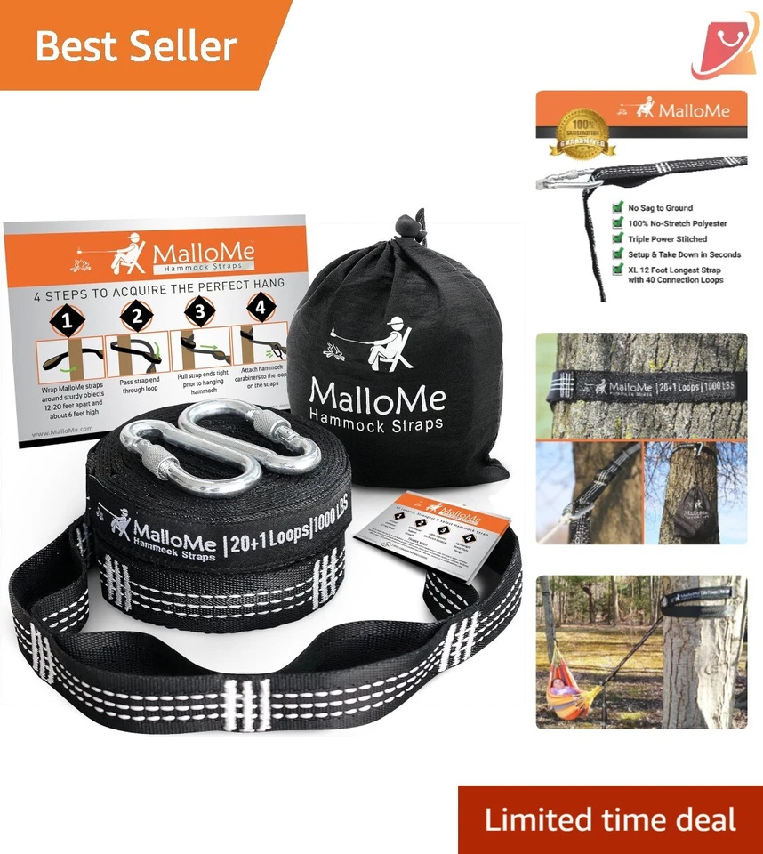 Correas para hamaca poliéster 12 pies resistente 2000 libras kit de camping ajustable Foto 1 de 4