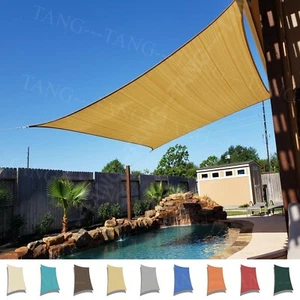 Permeable Shade Sail Patio Awning Outdoor Garden Pool Sun Canopy Shelter Cover - Picture 1 of 92