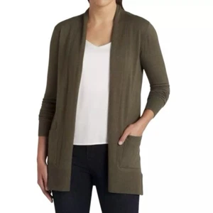 Pink Clover Olive Green Open Front Cardigan Sweater Minimalist Small NWOT - Picture 1 of 10