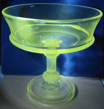 Antique 1930's Glass ~ 8" Clear Pedestal Dish ~ Uv Reactive Manganese ~ Eapg