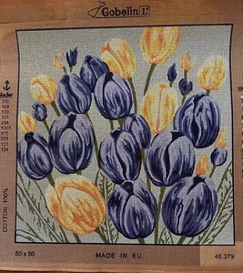 Printed needlepoint Tapestry  Tulips 50x50 Cm Canvas Only Gobelin L - Picture 1 of 4