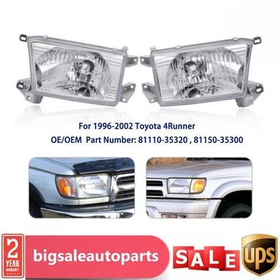 Fits Toyota 4Runner 1996-2002 Headlights Headlamps Projector White Housing Pair Foto 1 de 4