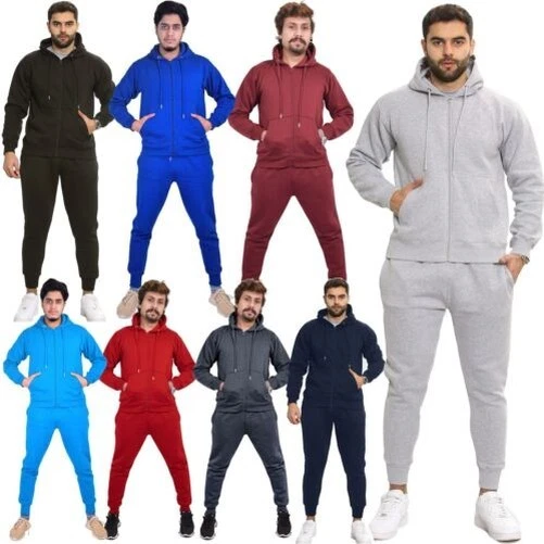 Tuta Sportiva Uomo Piana Con Felpa E Pantaloni Casual Moda Per Adulti - Immagine 1 di 2