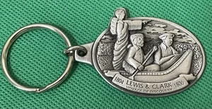 Lewis & Clark 1804-1806 “Voyage of Discovery” Pewter KeyChain KeyRing Holder - Picture 1 of 4