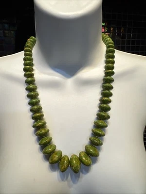 Mojave Turquoise 22" Necklace Graduated Rondelle Beads Toggle Clasp on Chain EUC - Image 1 of 4