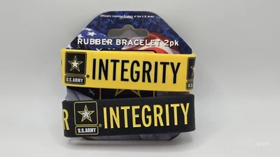 (Set of 2) U.S. ARMY MILITARY Band Silicone Rubber Bracelet Wristband LICENSED - Image 1 of 4