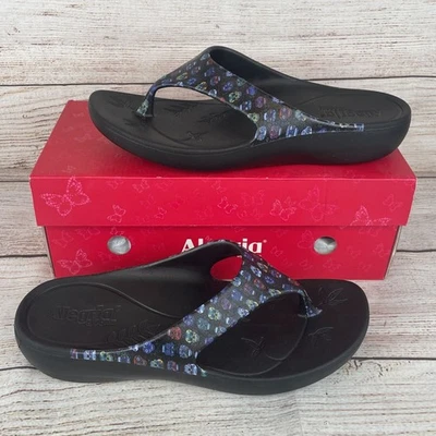 Alegria Ode 484 Sugar Skulls 女式 40 码 (9.5-10) 凉鞋黑色拖鞋 — 第 1/4 张图片