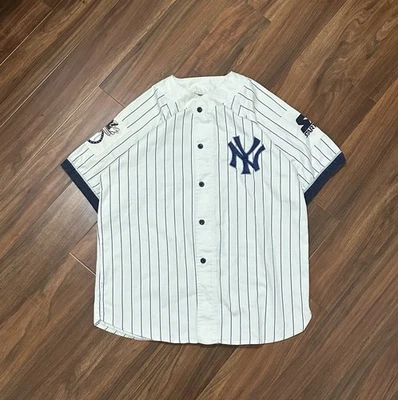 Camiseta deportiva de béisbol vintage a rayas de los New York Yankees blanca azul marino XL Foto 1 de 4