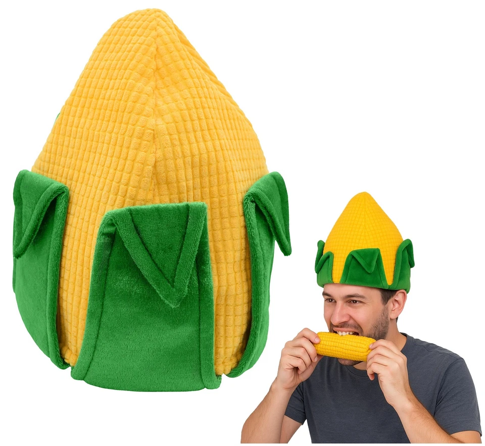 Adult Corn Cob Hat Funny Food Truck Halloween Harvest Farmer Costume Accessory - Image 1 of 4