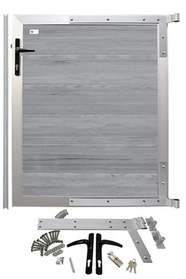 WPC Tür Alu Gartentür Zauntor Tor Gartentor Grau-Mix Systemzaun 90 X 110 cm - Bild 1 von 4