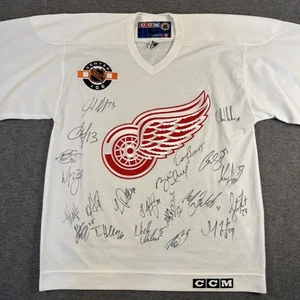 Camiseta De Colección Detroit Red Wings Para Hombre Grande Blanca NHL Hockey Autografiada CCM 90s - Imagen 1 de 11