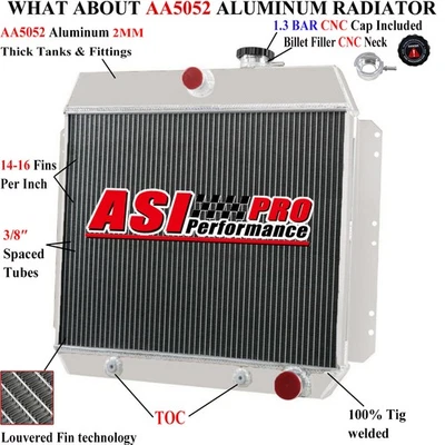 3 Row Aluminum Radiator For 1949-1954 Chevy Bel Air Fleetline Styleline V8 235Cu Foto 1 de 4