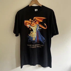 t shirt media vintage crystal vision wizard dragon fight - Foto 1 di 9