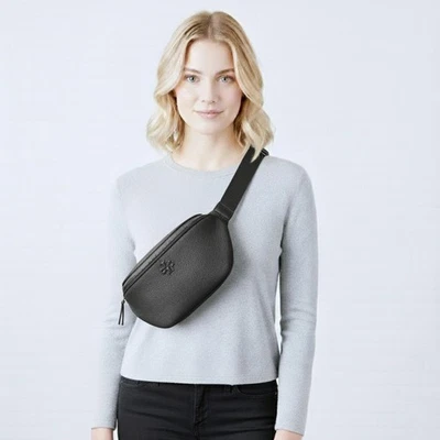 Lo último Nuevo Bolso Cinturón Tory Burch Thea Cuero Guijarro Negro 165917 Foto 1 de 4