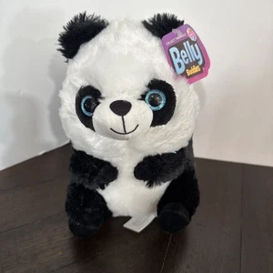 Panda Bear Belly Buddies Stuffed Animal 8” Glitter Eyes - Nanco - Picture 1 of 4