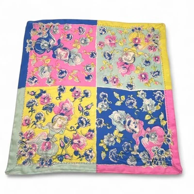 Bufanda Vintage Pura Seda Mediados de Siglo Dama Floral Novedad Estampado 33" Cuadrada Foto 1 de 4