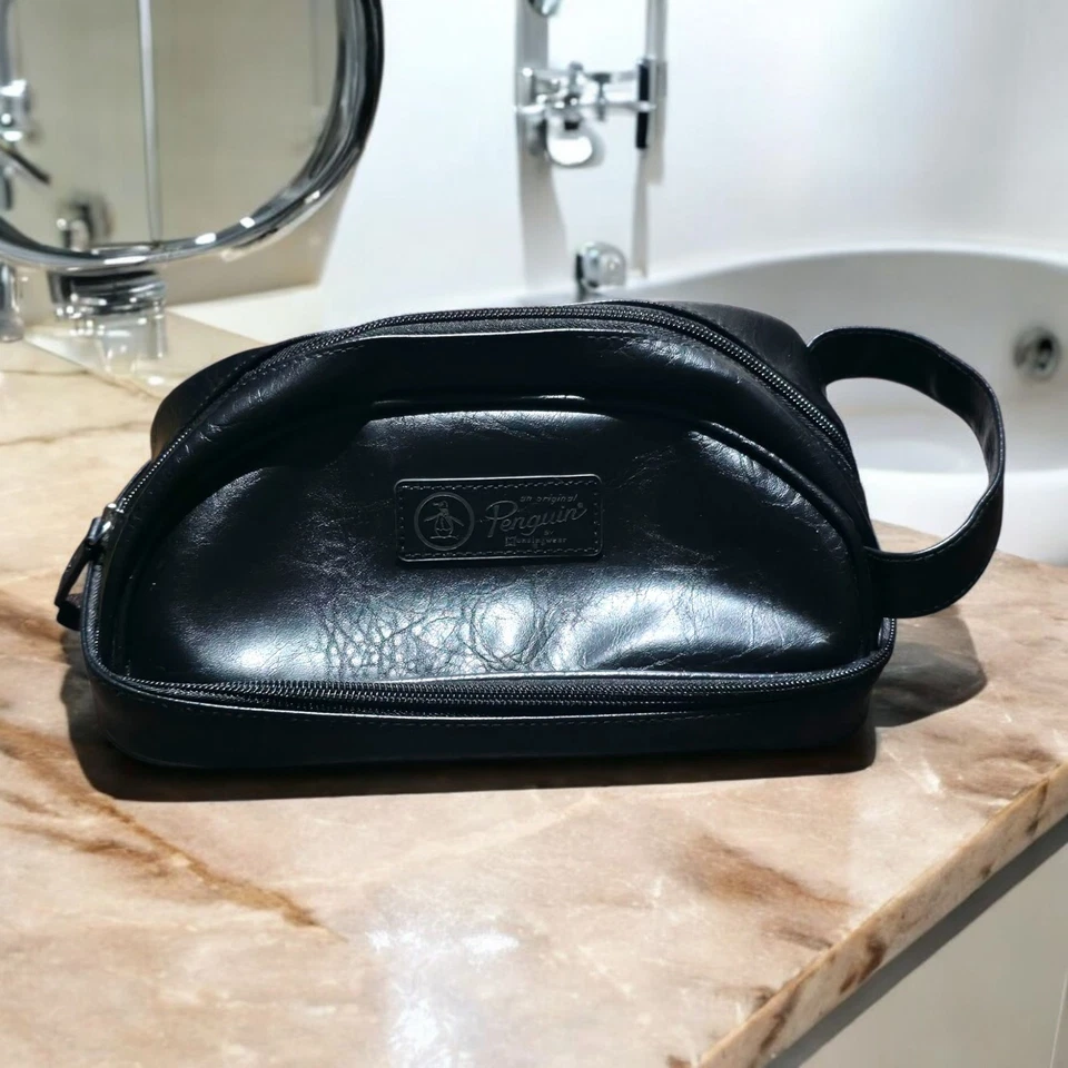 Original Penguin de Munsingwear Kit Doble de Viaje de Cuero Sintético Negro... Foto 1 de 4