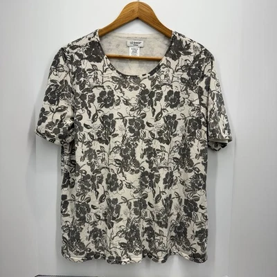 Top tejido manga corta gris/blanco Liz Baker para mujer talla 1X Foto 1 de 4