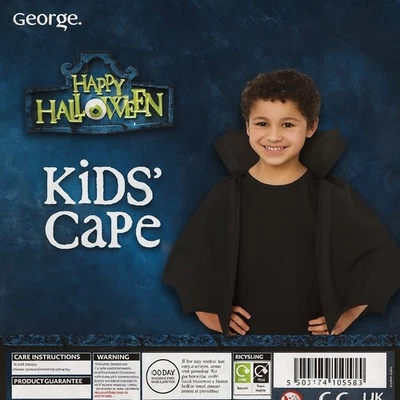 Детский черный плащ для Хэллоуина с воротником один размер карнавальный костюм костюм новый - Изображение 1 из 4