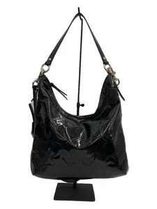 [Excellent+] COACH F16172 Black Enamel 2way Shoulder Bag Used From Japan - Picture 1 of 9