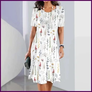 2025 Vestidos largos elegantes con estampado floral y botánico para mujer talla grande - Imagen 1 de 34