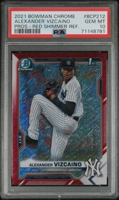 2021 Bowman Chrome Prospects - Alexander Vizcaino - PSA 10 1st /10 Red Shimmer - Image 1 of 2