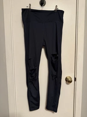 Leggings donna mono b nero strappato taglia XL - Immagine 1 di 4