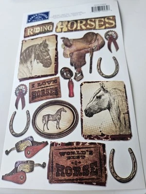 Hoja de pegatinas de cartulina diseño Karen Foster ~ caballos nuevo #10534 Foto 1 de 4