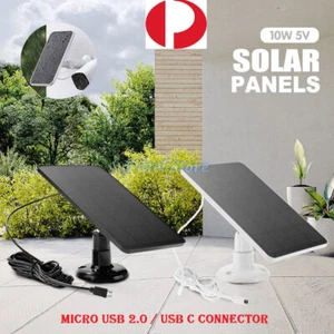 Solar Panel for Outdoor Security Camera Battery 10W Micro USB & Type-C 3M Cable - Picture 1 of 15