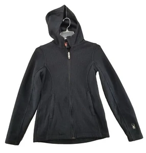Spyder Core Hooded Knit Jacket Womens Sz Extra Small Full Zip Ribbed Sweater - Picture 1 of 17