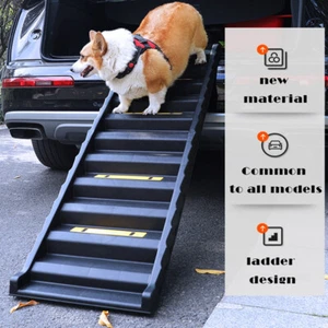Large Dog Pet Ramp Strong Plastic Folding Step Ramp Travel Dog Access Car Van - Picture 1 of 10