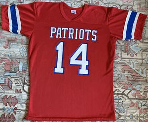 New England Patriots Jersey Grogan #14 Medium 38-40 Single Stitch Vtg Rawlings - Picture 1 of 12