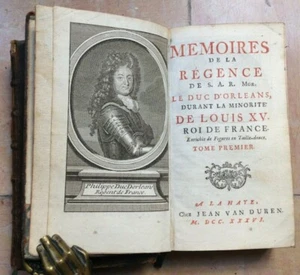 Memoires De La Régence De S.A.R. Mgr. Le Duc d'Orléans 1736 ILLUSTRE 20 VOL - Imagen 1 de 8