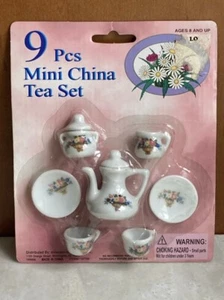 Miniature Tea Set 9 piece Floral New in Package Adorable - Picture 1 of 3