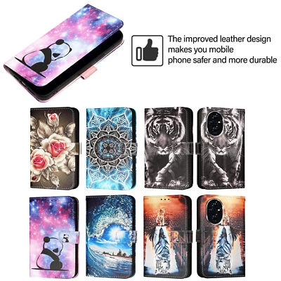 Printed Tiger Flower Wallet Phone Case for Honor 200 90 80 60 50 Magic 6 lite - Image 1 of 4