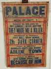 Panneau d'attractions du théâtre du palais Jackson MO le coin sombre 1946 22 X 14