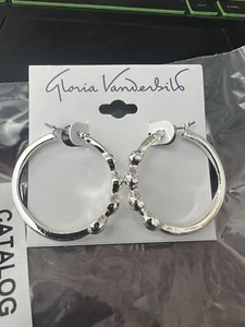 Gloria Vanderbilt Women’s Silver Tone Green Hoops - Picture 1 of 1